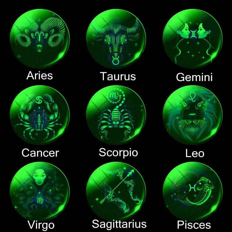 Glow In The Dark Zodiac Signs Keychains